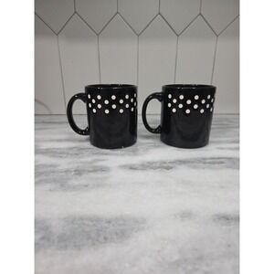 Waechtersbach Black & White Coffee Mugs, Set of 2 Ceramic Polka‎ Dots 12 Oz Cup